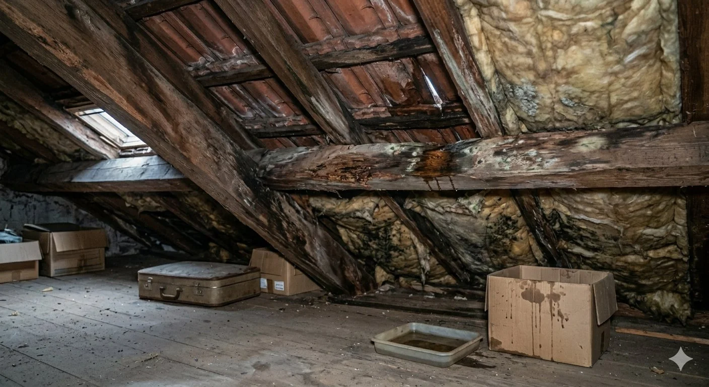 Charpente endommagée par les infiltrations