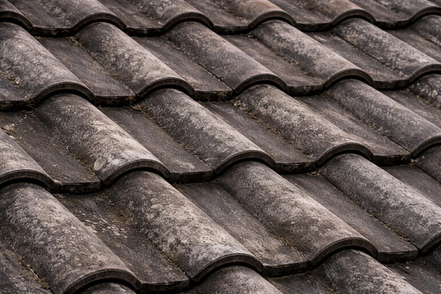 Tuiles sombres et encrassées