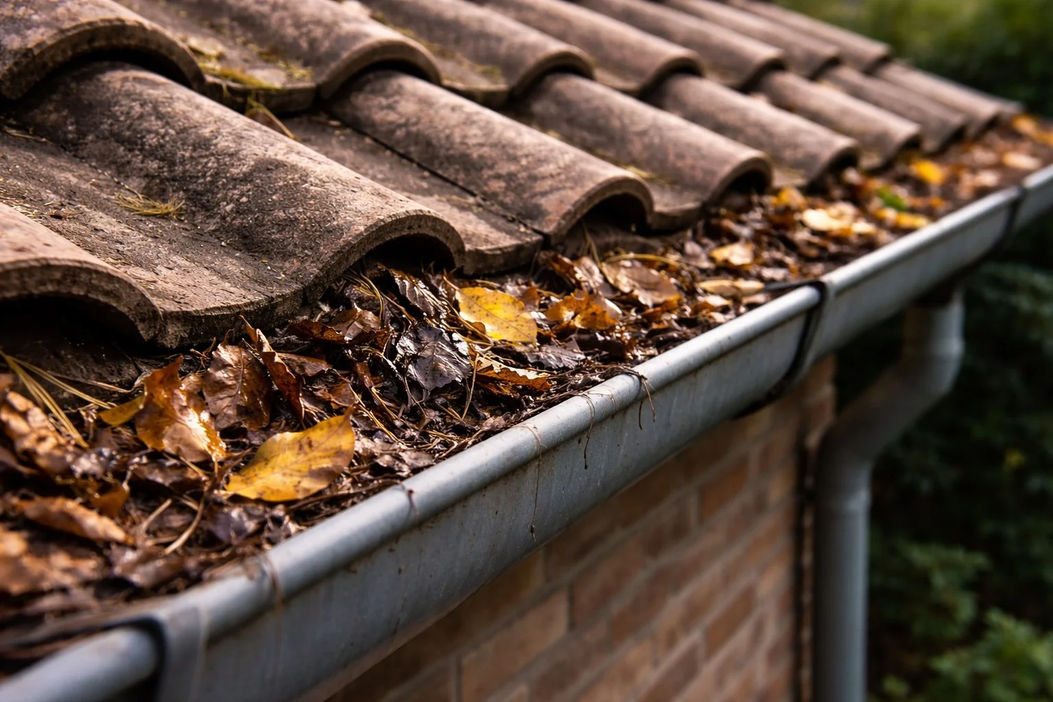 Gouttières bouchées par les feuilles